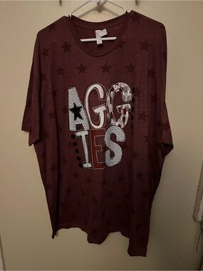 Maroon Custom Graphic 'AGGIES' Texas A&M Short Sleeve Tee